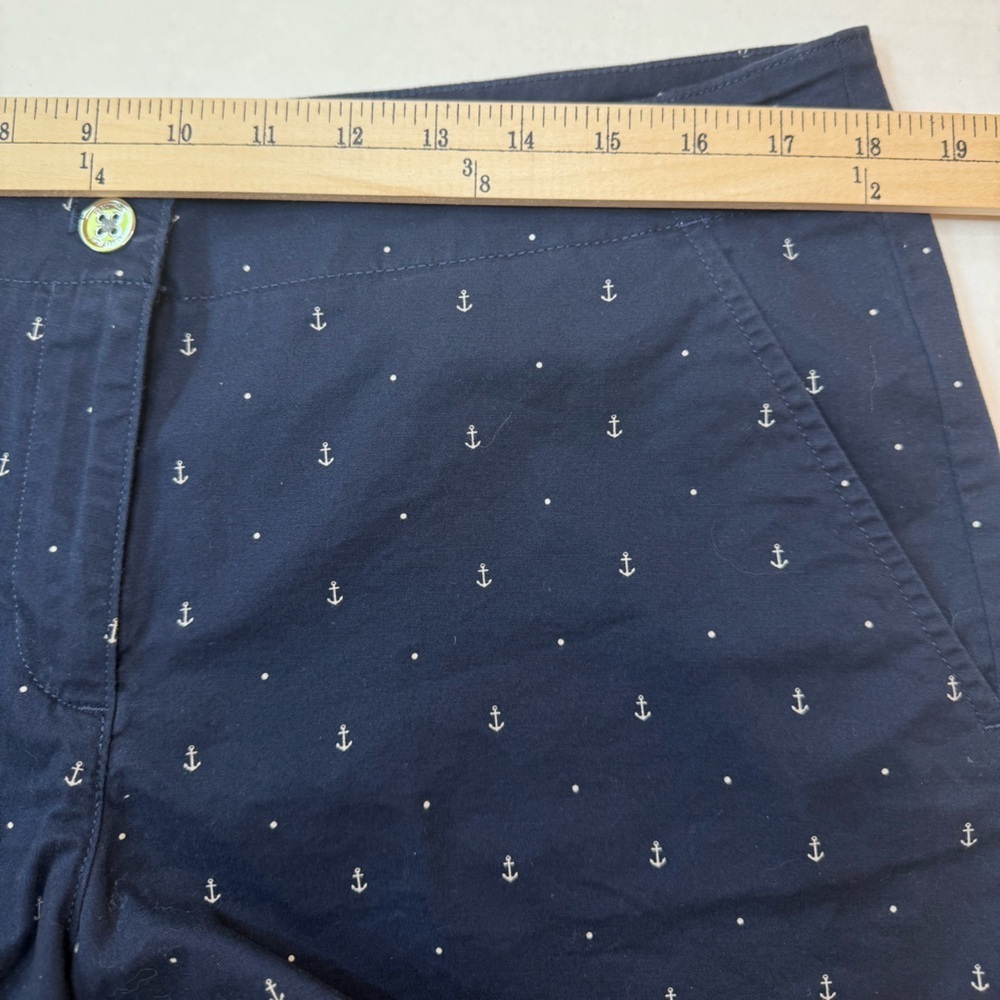 Nautica Navy Seas Blue White Anchors Polka Dots Preppy Coastal Shorts Size 14 - Picture 9 of 11